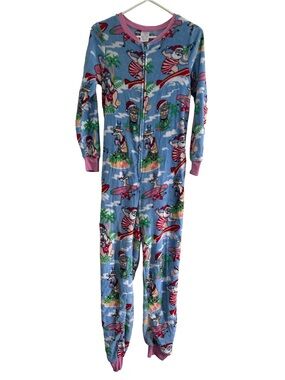 SECRET TREASURES KIDS CHRISTMAS ONSIE FULL ZIP PAJAMA SANTA SMALL 4-6 DROP SEAT